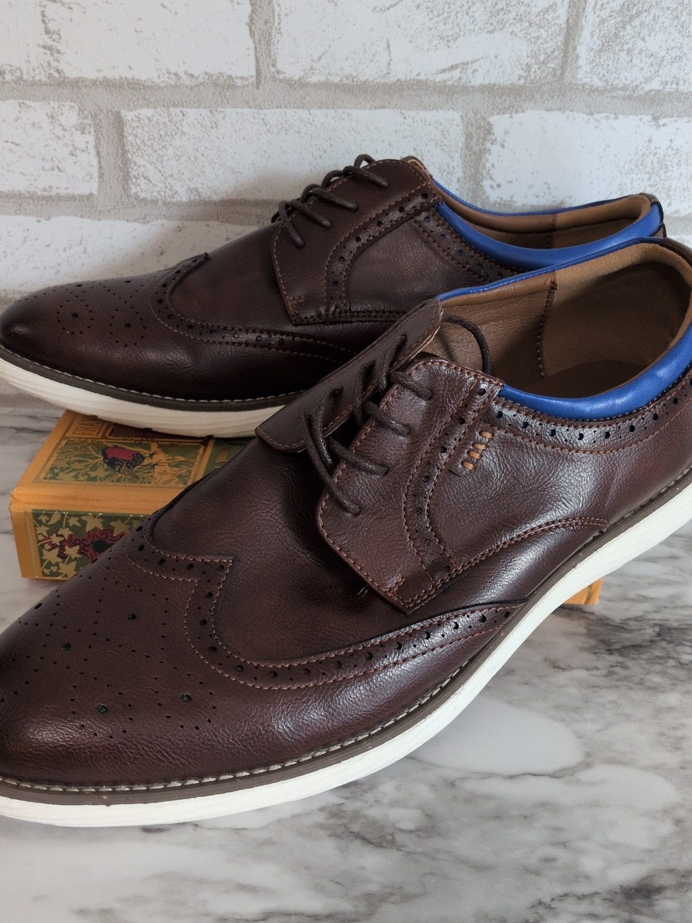 New MEIJIANA Men's Luxury Loafers Dress Shoes Casual Business Size 11 Blue Brown